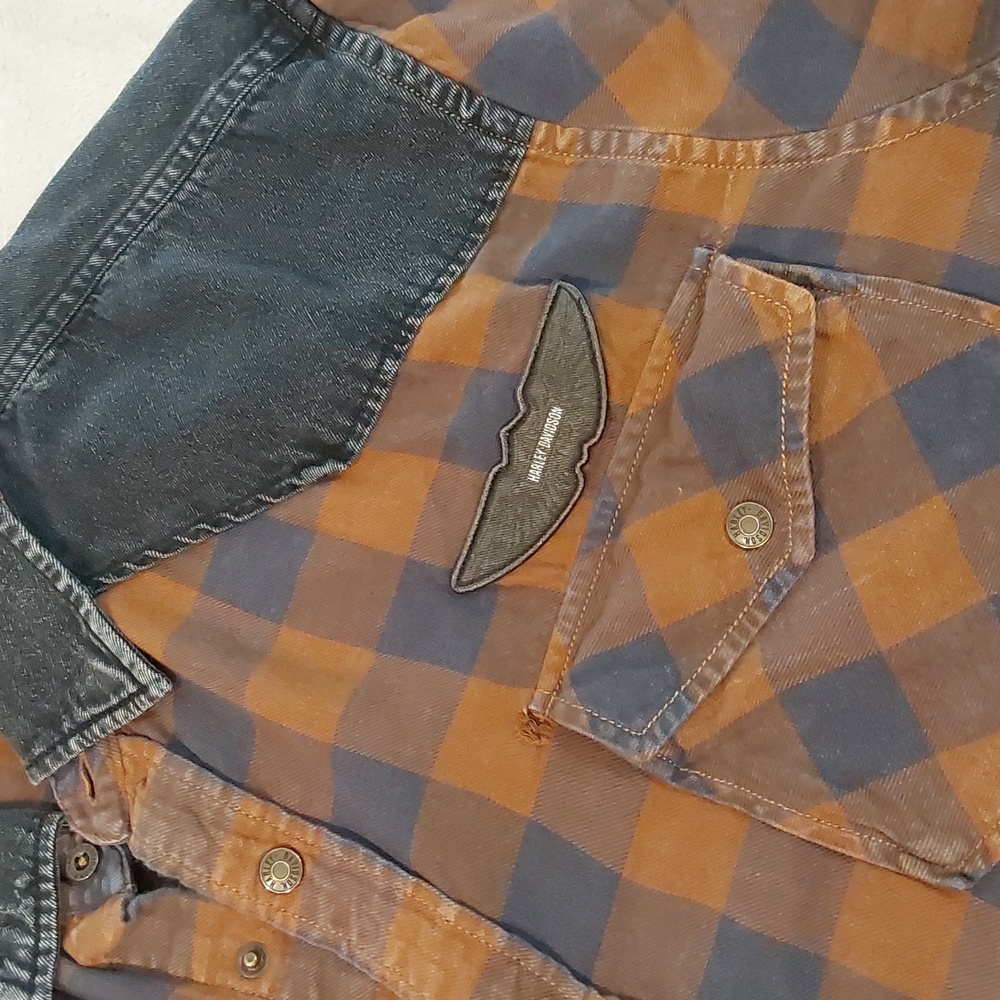 Harley-Davidson Brown Plaid Long Sleeve Button-Up Size 2XL & Leather Fanny Pack - Picture 7 of 16